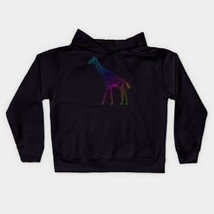 Rainbow Giraffe #3 - inverted lined version Kids Hoodie